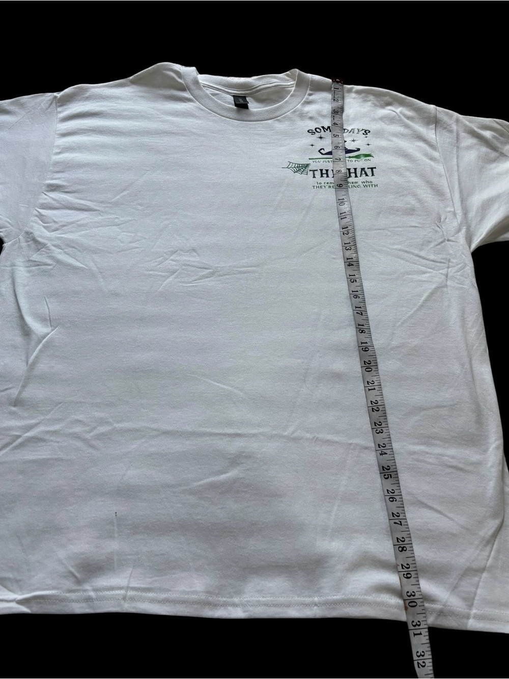 Handmade Halloween Witch Hat Graphic Tee White Gildan XL Funny Spooky Shirt - Picture 6 of 6